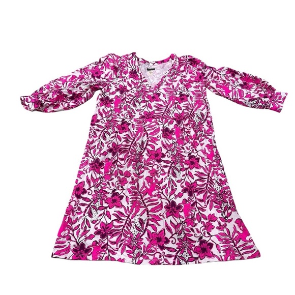 Lilly Pulitzer Vibrant Pink White Mini Cass Dress Lil Escape Print HTF XL NWOT - Picture 4 of 8